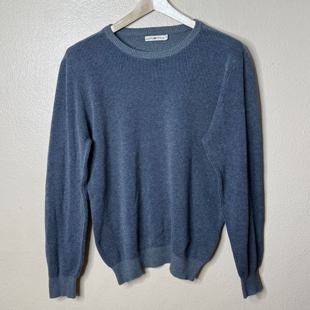 Agave Denim Sweater Mens XL Gray Crewneck Knitted Cotton Pullover